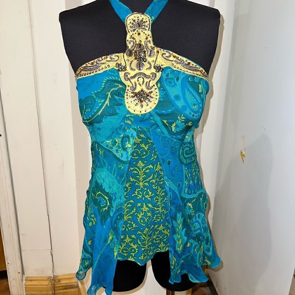 Karen Millen made in India top womens size 8 blue open back